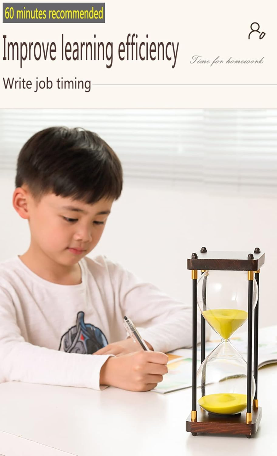 BNIB-Large Hourglass Sand Timer 60 Minutes, Decorative Sandglass Clock, Modern Hour Glass Timers