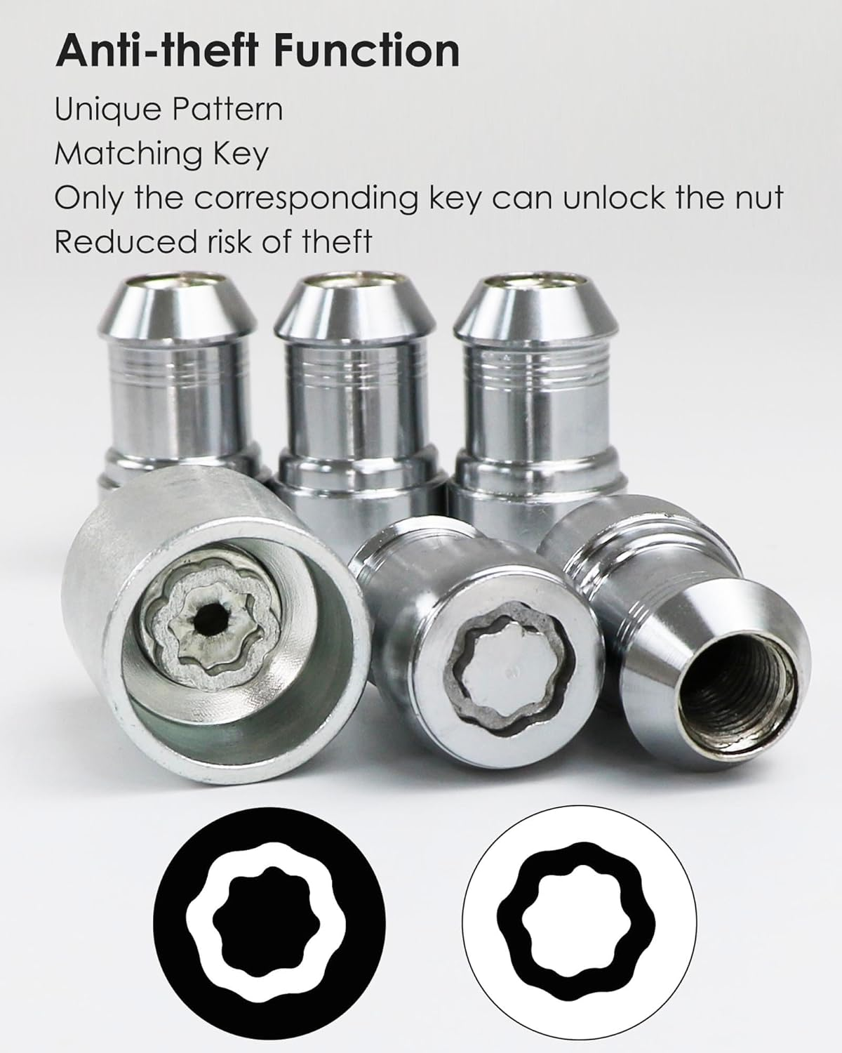 BNIB Anti-Theft Wheel Locks Locking Lug Nuts Set Fits for Jeep Wrangler JL 2018-2023 Gladiator Set of 5,