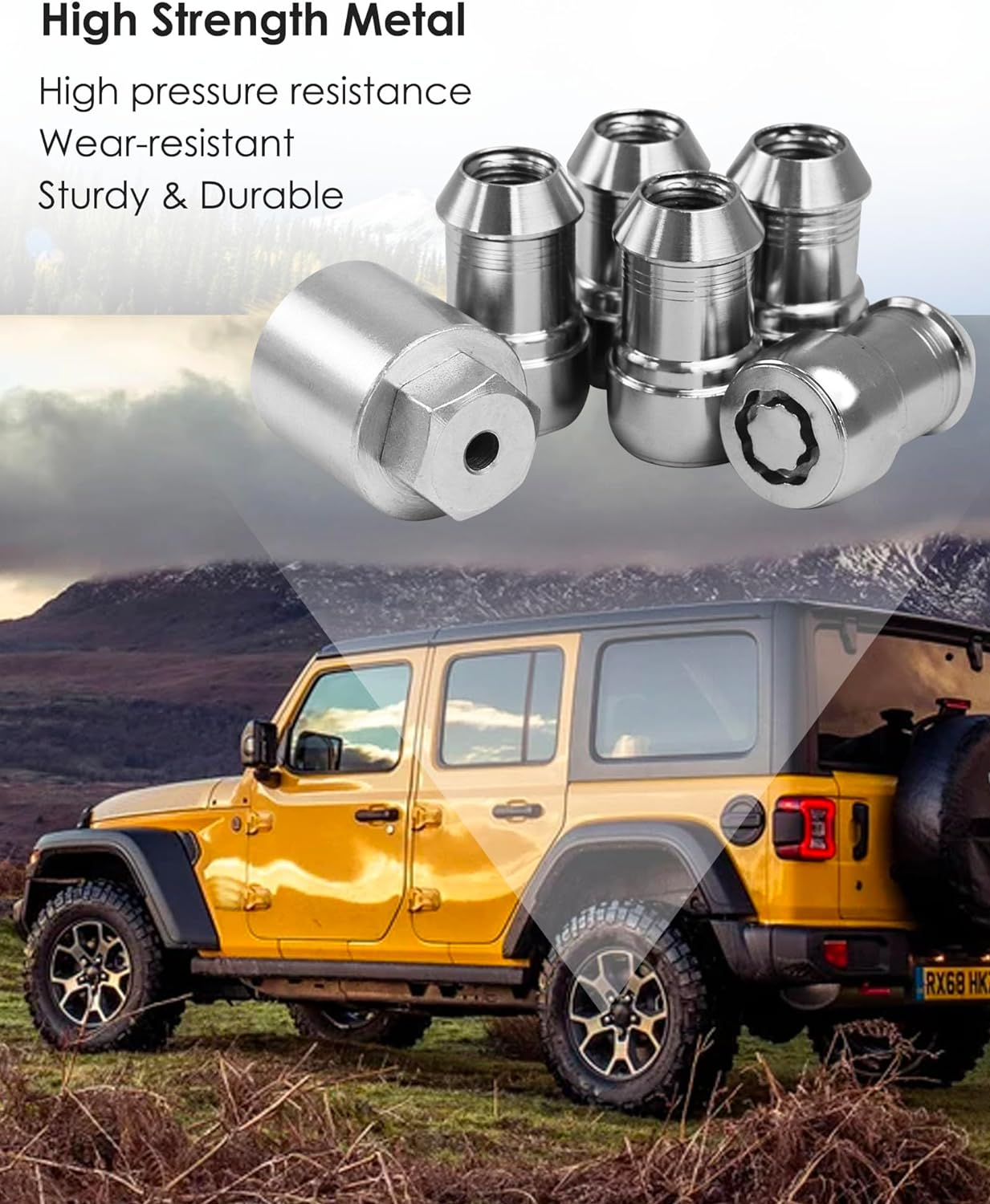 BNIB Anti-Theft Wheel Locks Locking Lug Nuts Set Fits for Jeep Wrangler JL 2018-2023 Gladiator Set of 5,
