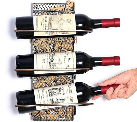 BNIB-Wall Mounted Wine Rack w/Wine Cork Holder,Home Bar Decorations,Wine Lover Gift