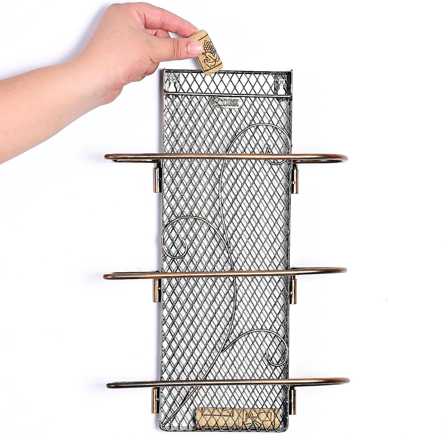 BNIB-Wall Mounted Wine Rack w/Wine Cork Holder,Home Bar Decorations,Wine Lover Gift