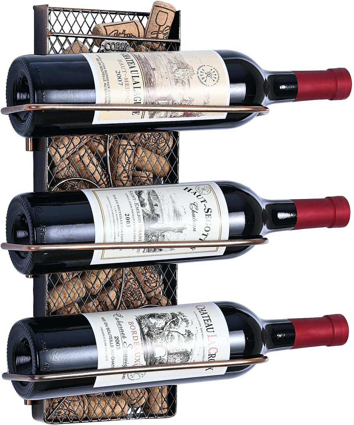 BNIB-Wall Mounted Wine Rack w/Wine Cork Holder,Home Bar Decorations,Wine Lover Gift