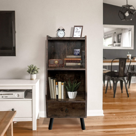 Brand New-Vintage colors 3-Tier Storage Cabinet with Drawer/Rustic wood