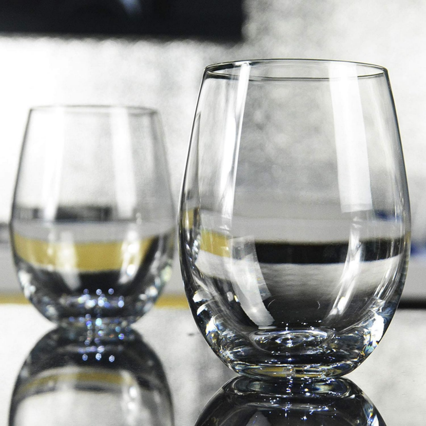 Crystal Stemless Wine Glasses Set of 4, Large Wine Tumbler, Lead Free Rocks Glass, Pro 20 Ounce