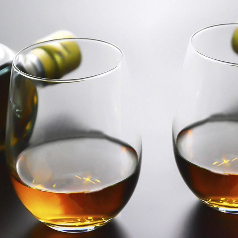 Crystal Stemless Wine Glasses Set of 4, Large Wine Tumbler, Lead Free Rocks Glass, Pro 20 Ounce