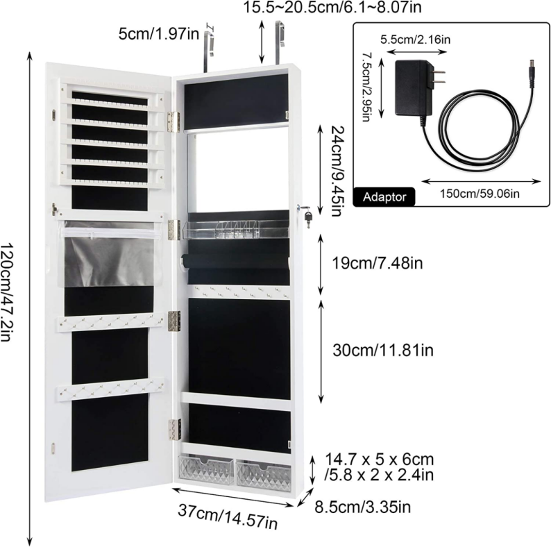 Brand New-Wooden jewelry cabinet Smart touch lock LED lights, large storage,  -$120