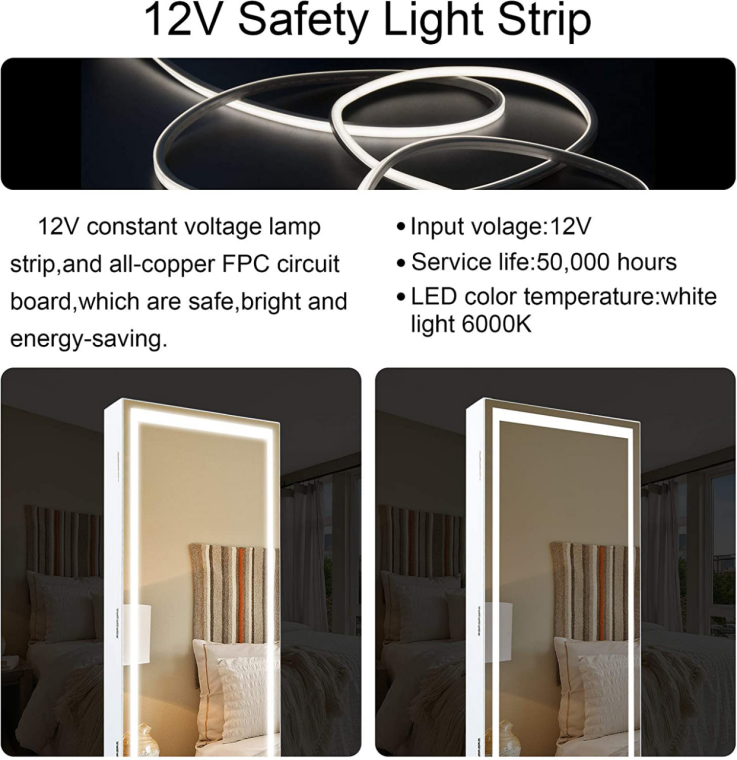 Brand New-Wooden jewelry cabinet Smart touch lock LED lights, large storage,  -$120