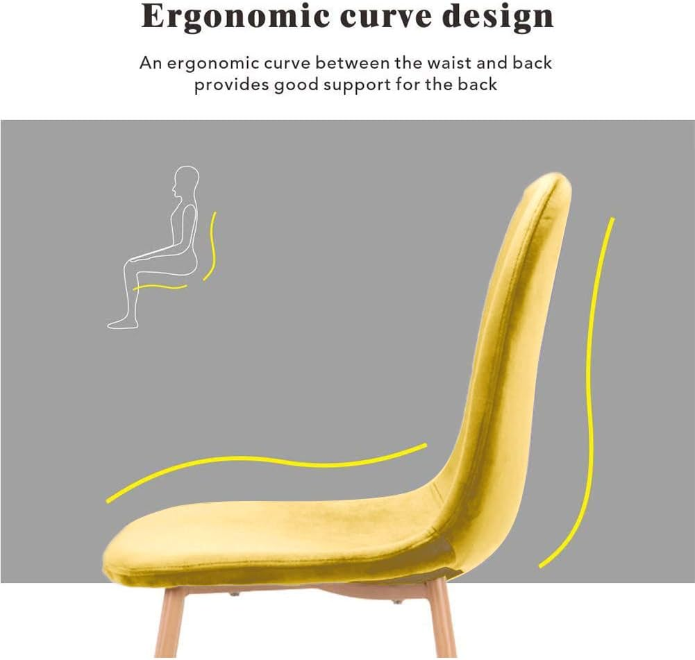 BNIB- Modern Dining Chairs,Fabric Cushion Chairs,Upholstered Kitchen Side Chairs with Wood Legs,Set of 3pcs