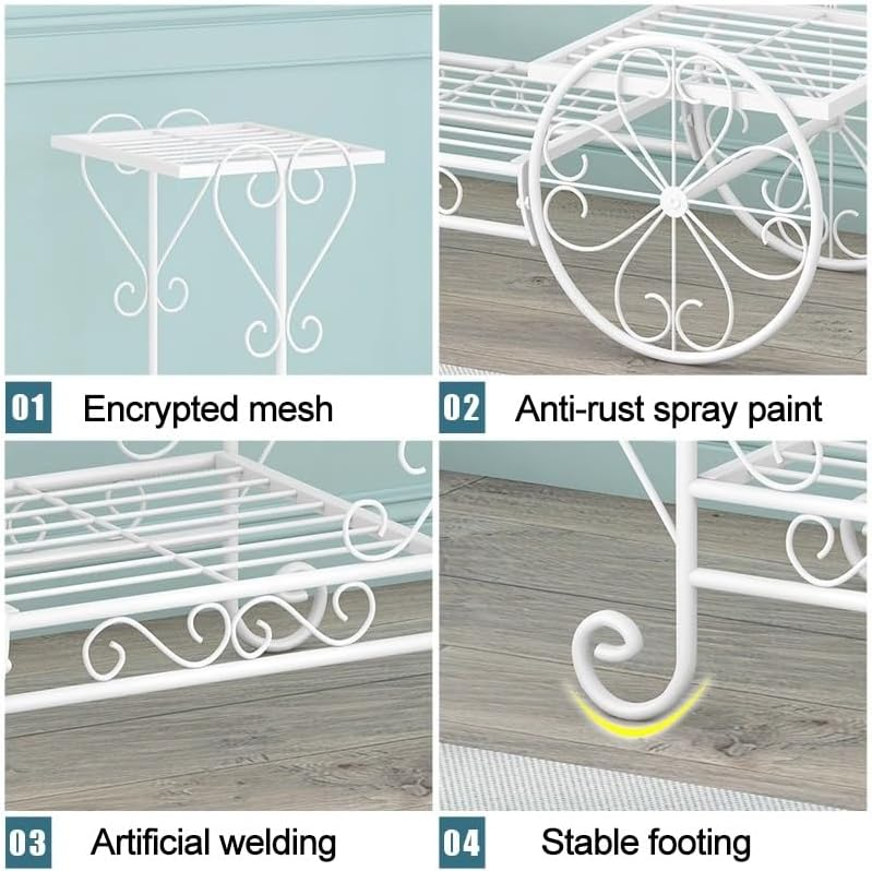 BNIB-European Style Flower Stand, Indoor/Outdoor Modern Decorative Plant Stand for Multiple Pots, (White)