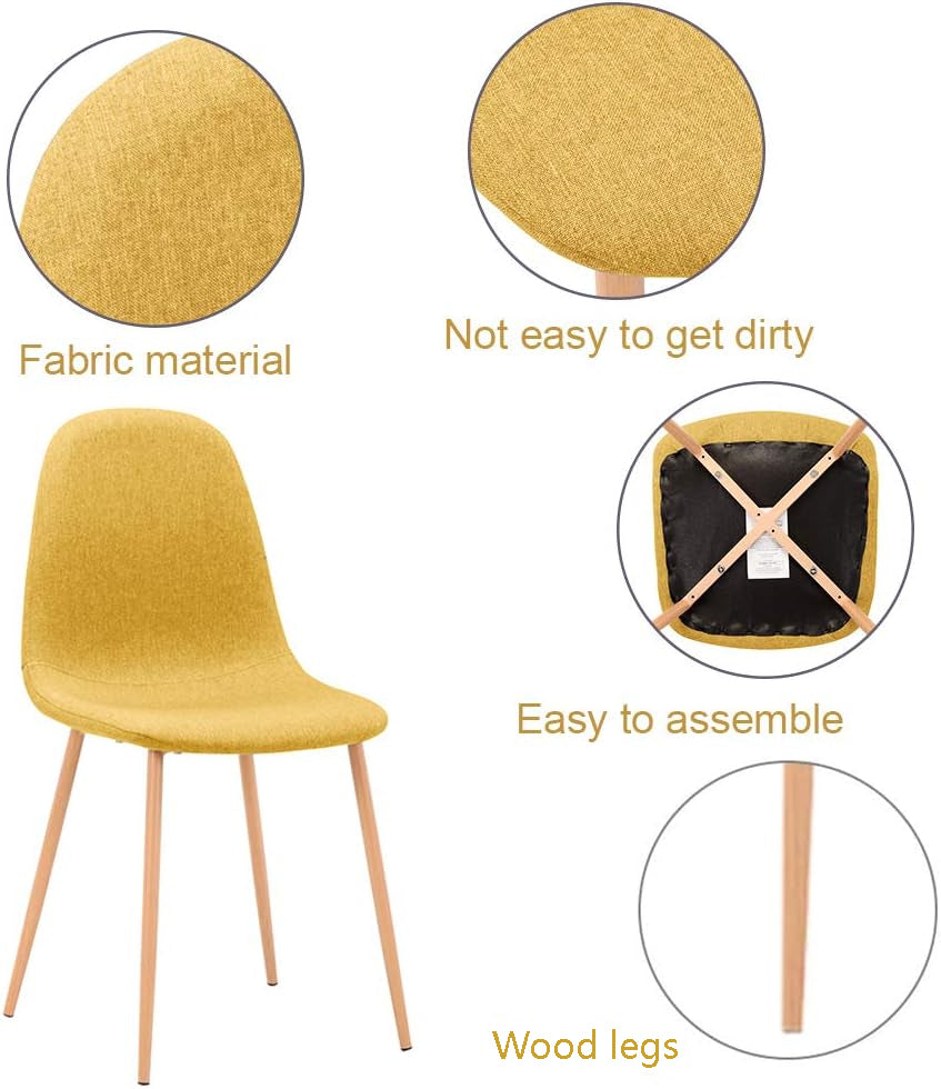 BNIB- Modern Dining Chairs,Fabric Cushion Chairs,Upholstered Kitchen Side Chairs with Wood Legs,Set of 3pcs