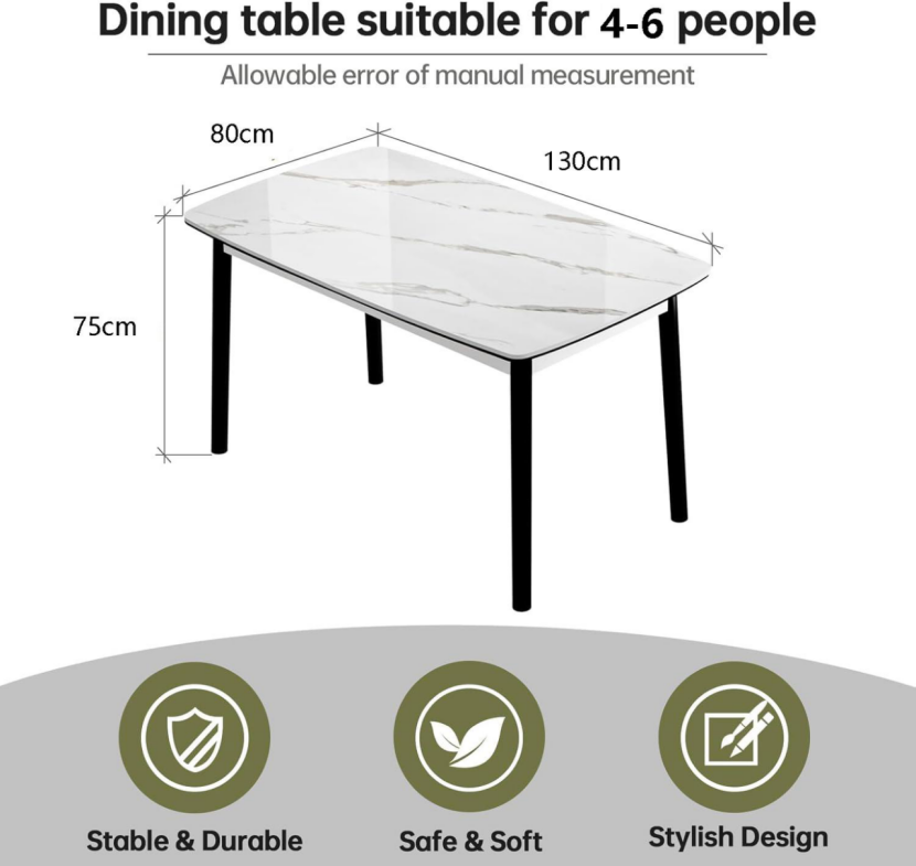 BNIB-Modern Sintered Stone Dining Table,Rectangle,Scratch Resistant & Easy to Clean,Table Only,