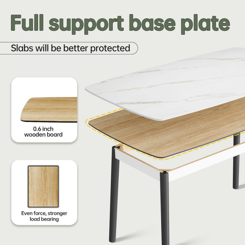 BNIB-Modern Sintered Stone Dining Table,Rectangle,Scratch Resistant & Easy to Clean,Table Only,