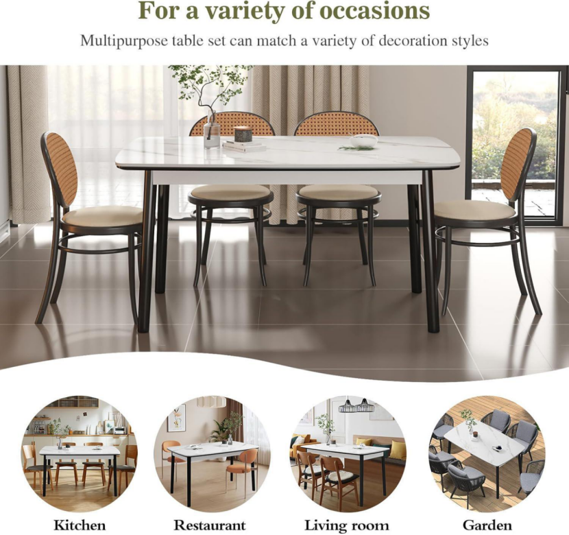 BNIB-Modern Sintered Stone Dining Table,Rectangle,Scratch Resistant & Easy to Clean,Table Only