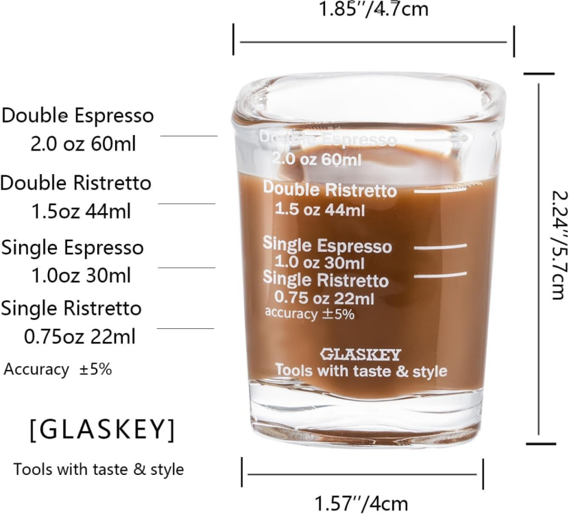 BNIB- Espresso cup,2.2 oz /60 ml, sturdy glass dishwasher free,(white scale),$15 for two sets (12pcs)