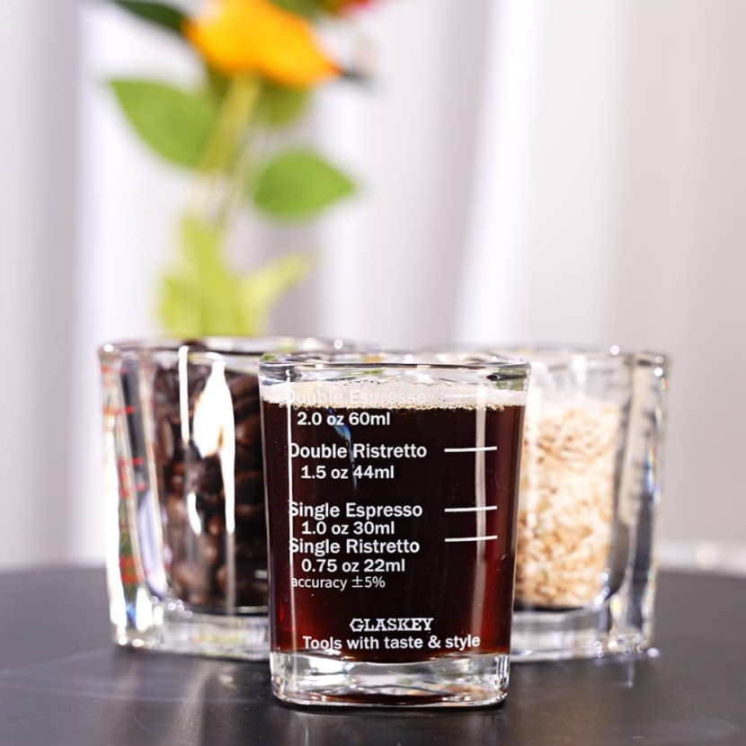 BNIB- Espresso cup,2.2 oz /60 ml, sturdy glass dishwasher free,(white scale),$15 for two sets (12pcs)