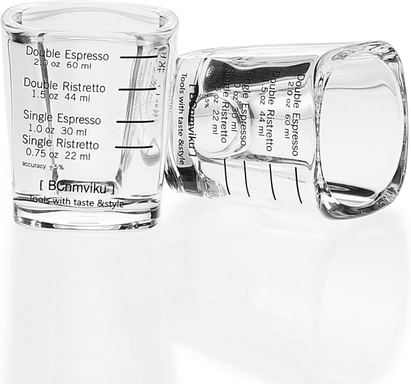 BNIB- Espresso cup,2.2 oz /60 ml, sturdy glass dishwasher free,(Black scale),$5/ set (6pcs)