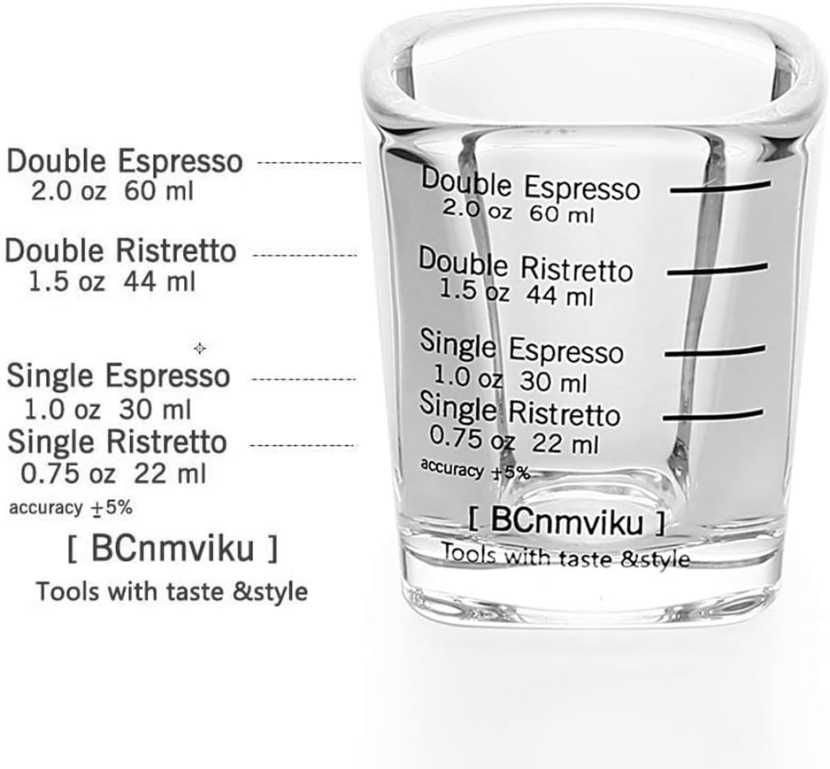 BNIB- Espresso cup,2.2 oz /60 ml, sturdy glass dishwasher free,(Black scale),$5/ set (6pcs)