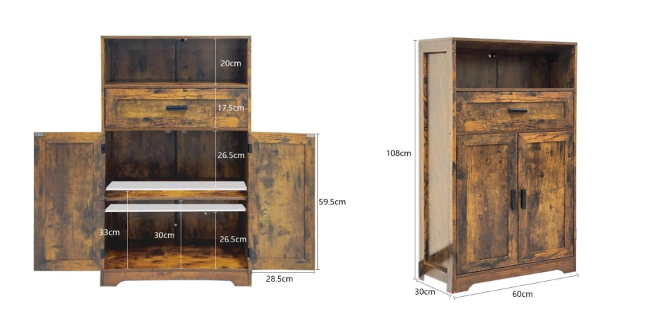 BNIB-Storage Cabinet w/2 Door, 1 Draw, one-compartment, Adjustable Shelf, F/Living Room,Bedroom,Kitchen,Bathroom