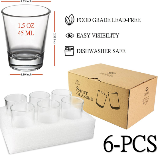 BNIB Shot Glass, Plain Shot Glasses Perfect For Whiskey,1.7oz Round mug,$5 /set (6pcs)