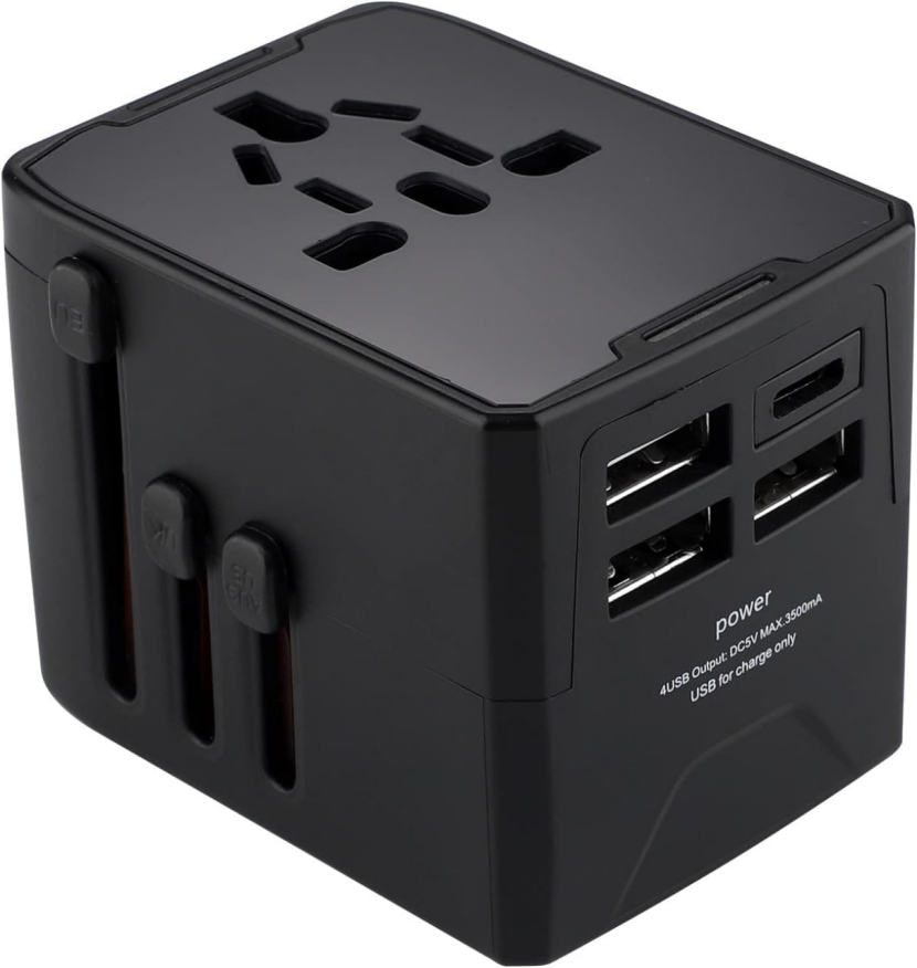 BNIB-1380W Universal Plug Adapter Wall Charger with 3USB-A & 1USB-C European Power Outlet
