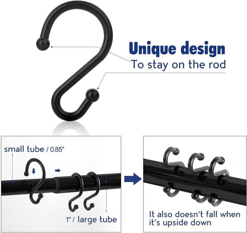 Brand New Metal Heavy Duty rust-proof S-Hooks, 36 pack (black & Silver) -$10