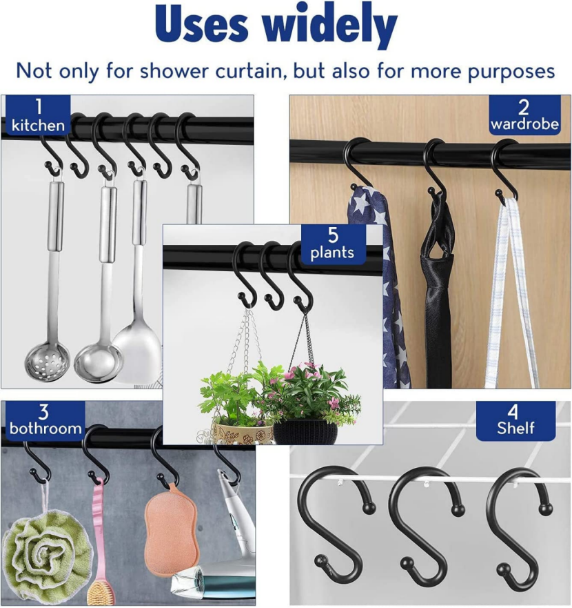 Brand New Metal Heavy Duty rust-proof S-Hooks, 36 pack (black & Silver) -$10