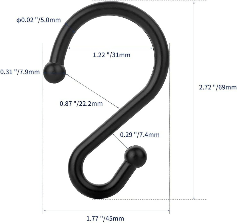 Brand New Metal Heavy Duty rust-proof S-Hooks, 36 pack (black & Silver) -$10