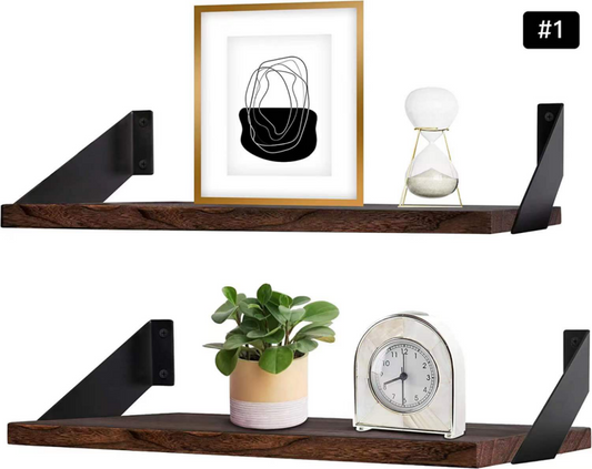 Brand New Wall mounted floating shelf Country wood Storage rack - set of 2, -$20