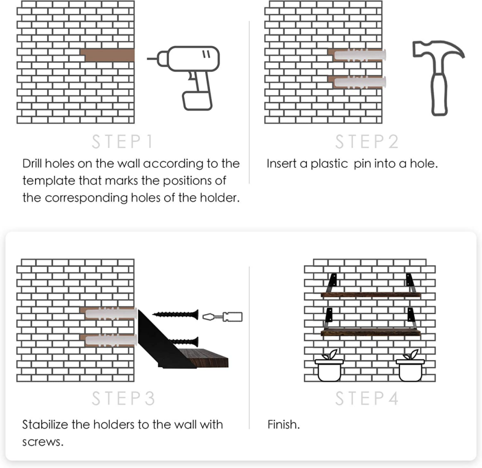 Brand New Wall mounted floating shelf Country wood Storage rack - set of 2, -$20