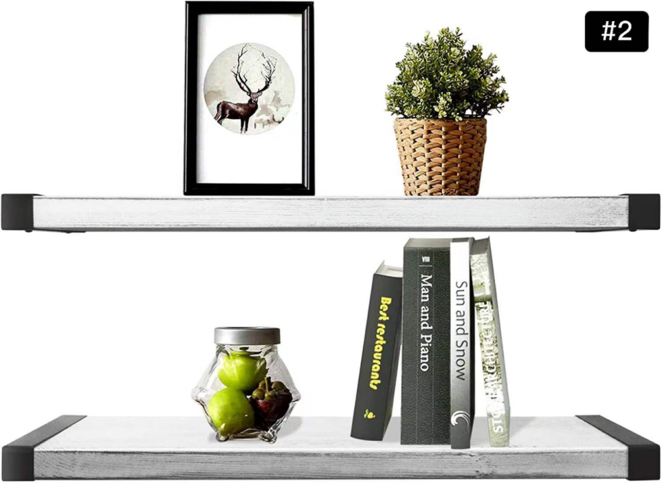 Brand New Wall mounted floating shelf Country wood Storage rack - set of 2, -$20