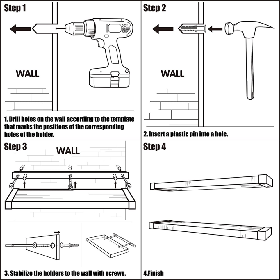 Brand New Wall mounted floating shelf Country wood Storage rack - set of 2, -$20