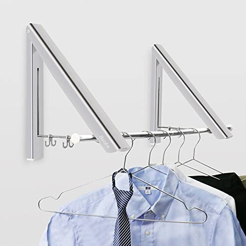 Folding Wall Mounted Clothes Hanger/Clothes Hanging System for Space Saving * 2 Packs