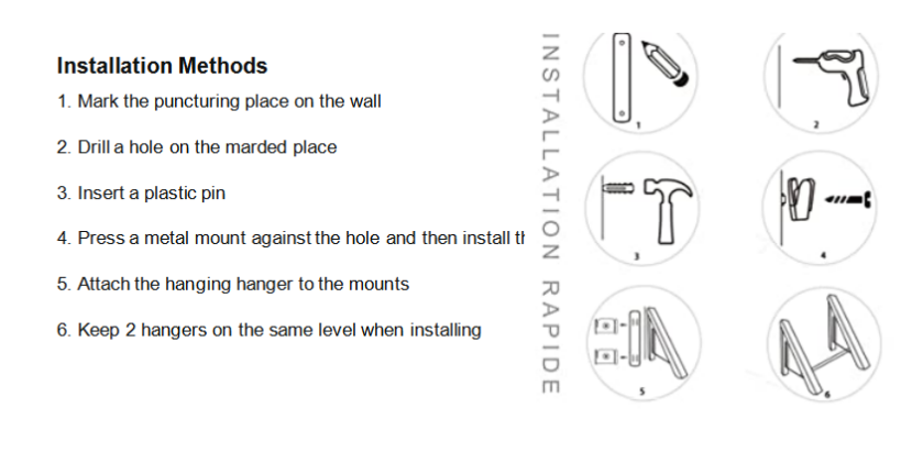 Folding Wall Mounted Clothes Hanger/Clothes Hanging System for Space Saving * 2 Packs