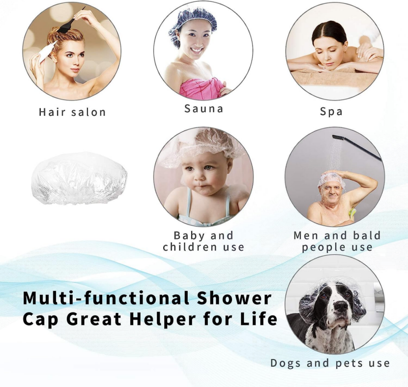 BNIB-Shower Cap Disposable, thickened and waterproof. Home, hotel, hair salon use, portable travel, -$15