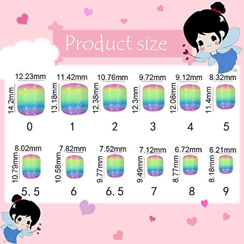 Press Pre-glue Children's fake nails , reusable, easy to attach and remove, (6pks /144pcs)