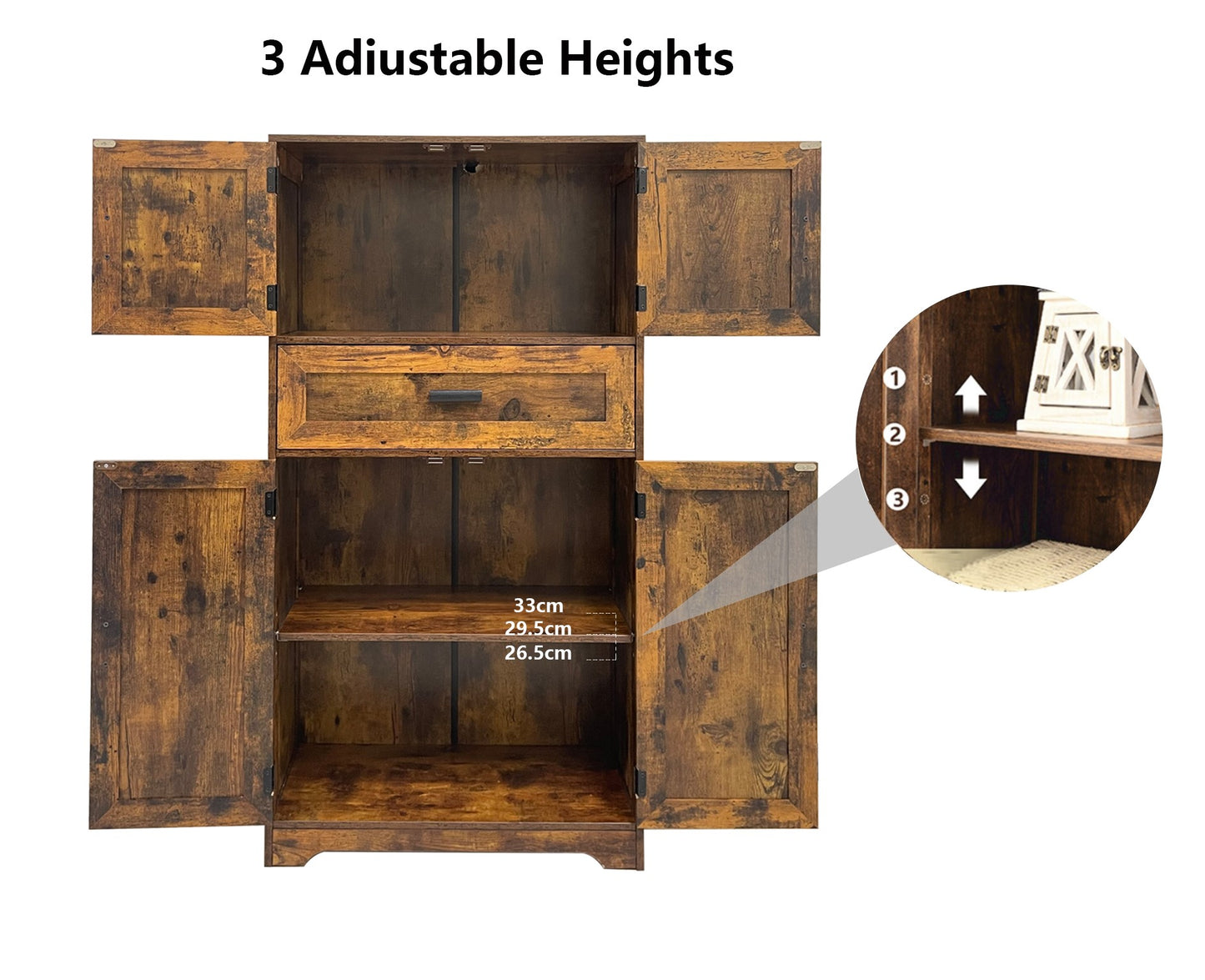 BNIB-Storage Cabinet w/4 doors ,1 drawer, Adjustable Shelf, F/Living Room,Bedroom,Kitchen,Bathroom