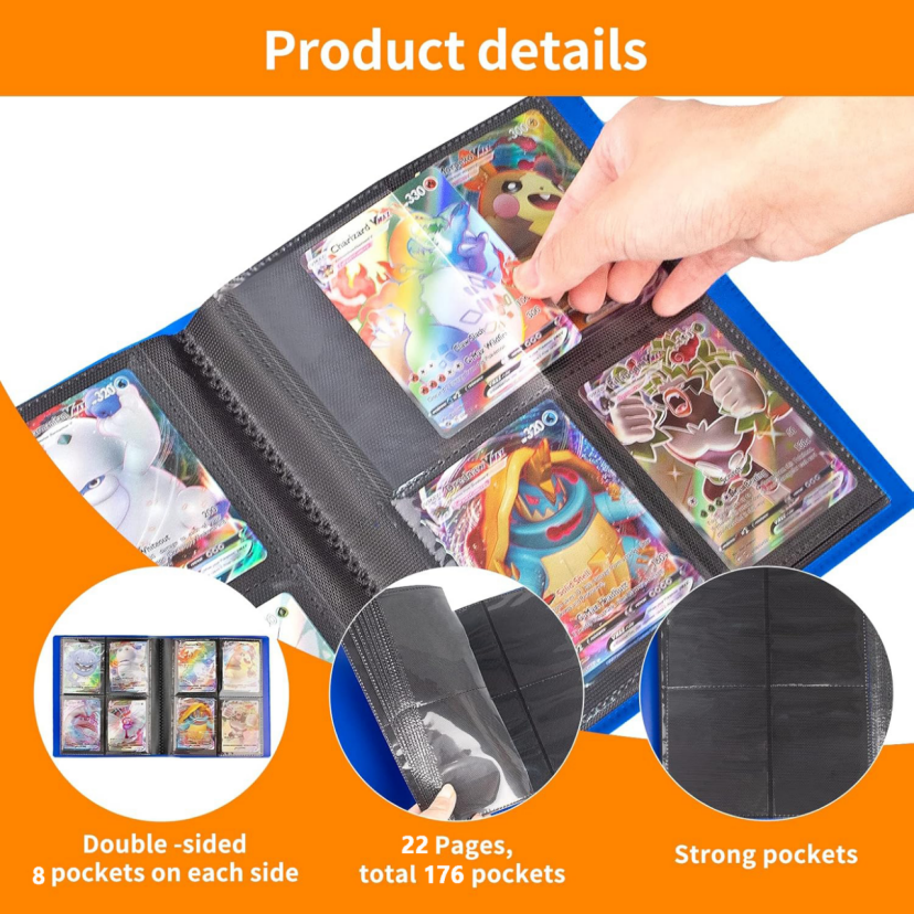 BNIB-Trading Card Binder 4 Pokect, 22 Pages 176 Pokects Card Holder, Waterproof Hockey Card Binde