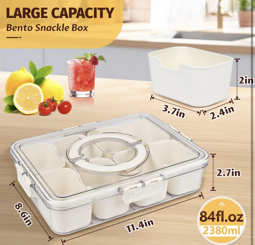 BNIB - Multi-Functional Snack Storage Box | 8-Compartment Portable Organizer,