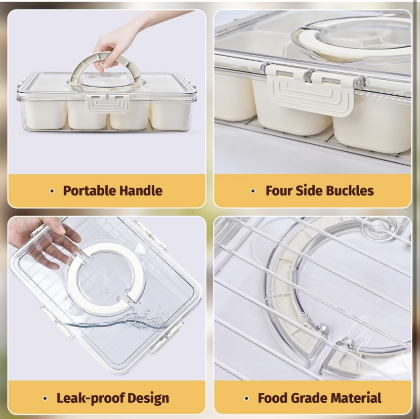 BNIB - Multi-Functional Snack Storage Box | 8-Compartment Portable Organizer,
