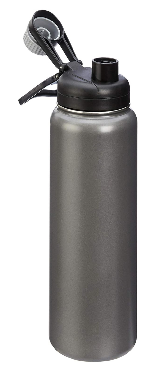 BNIB - Amazon Basics Stainless Steel Insulated Water Bottle, Spout Lid, 30 oz, Grey