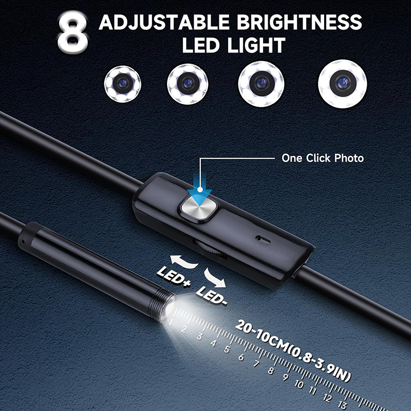 BNIB-Endoscope Camera with Light,1920P HD Borescope with 8 LED Lights, IP67 Waterproof 16.5FT (5M),-$25