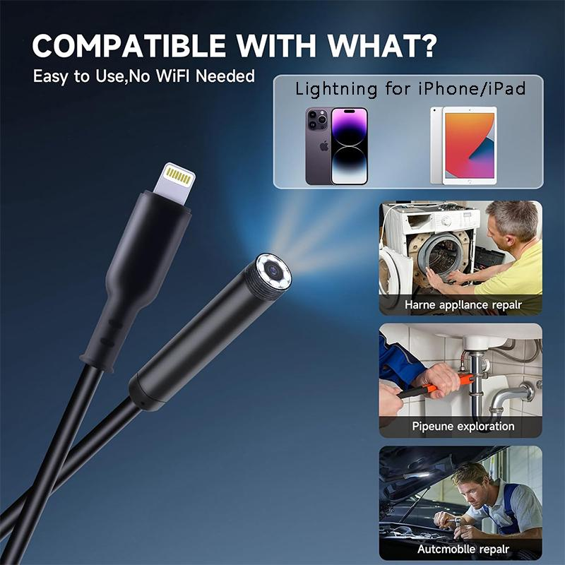 BNIB-Endoscope Camera with Light,1920P HD Borescope with 8 LED Lights, IP67 Waterproof 16.5FT (5M),-$25