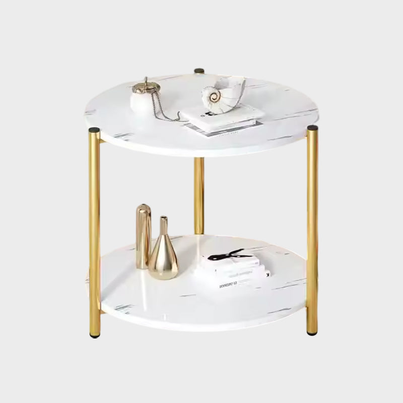 BNIB -Coffee table Modern sofa side table simple MDF Wood Top & Golden Metal Frame