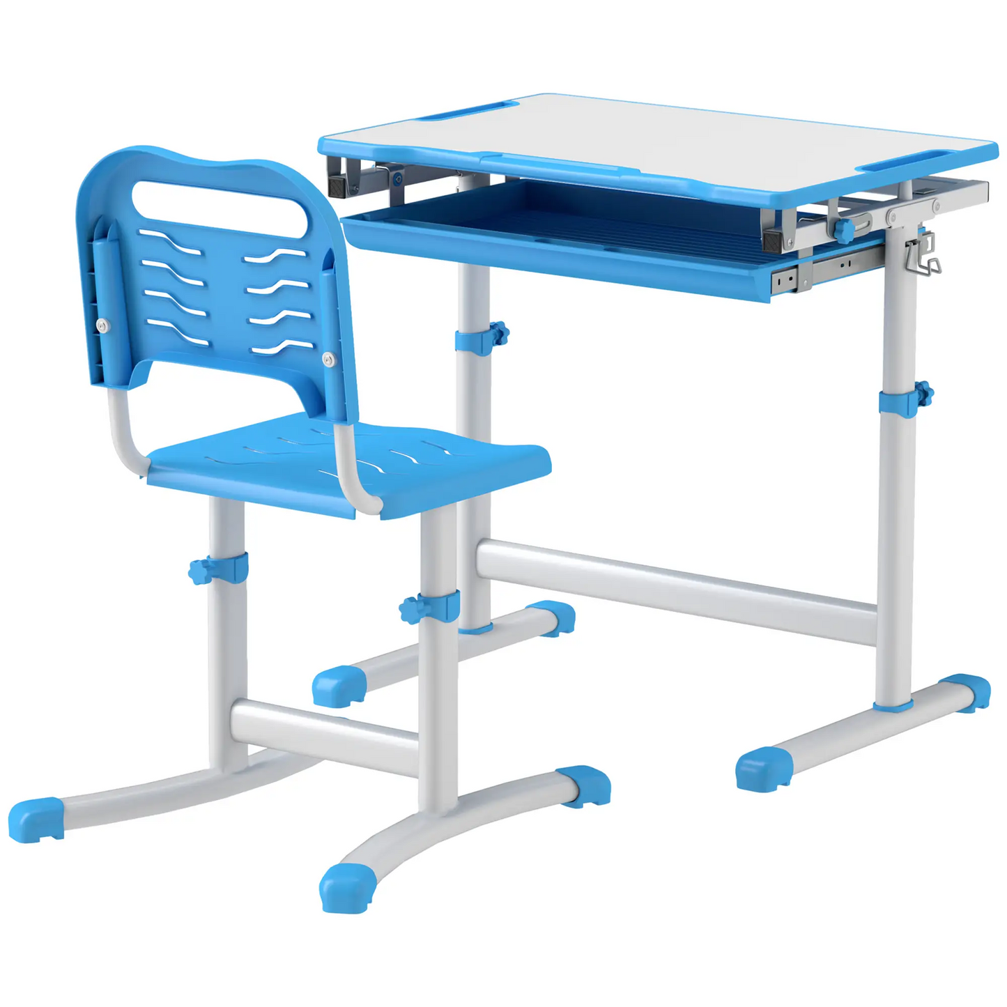 BNIB-Qaba Height Adjustable Study Table and Chair Set with Drawer, Pen Slot, Tiltable Desktop, Hook,