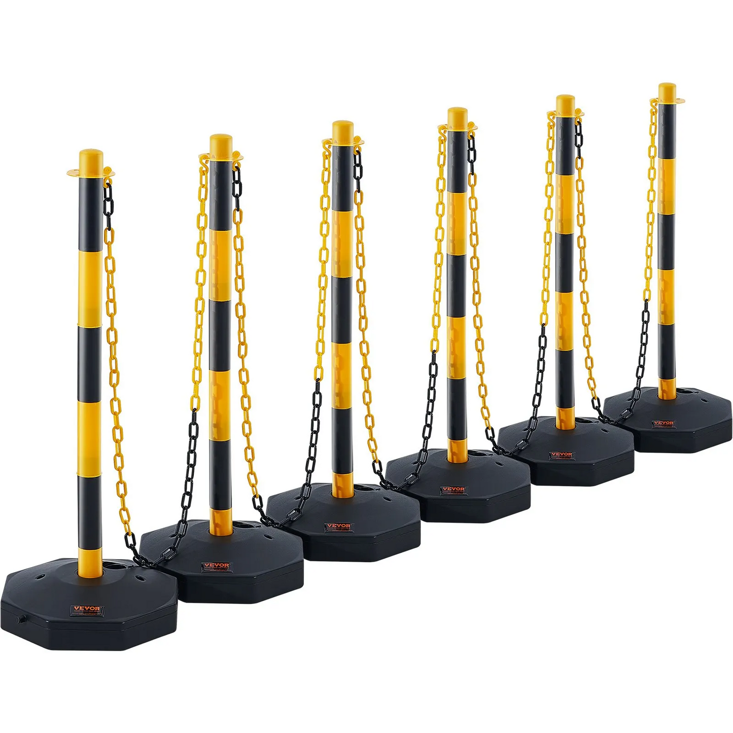 VEVOR Adjustable Traffic Delineator Post Cones, 6 Pack, Traffic Safety Delineator Barrier 8FT Chain-$50