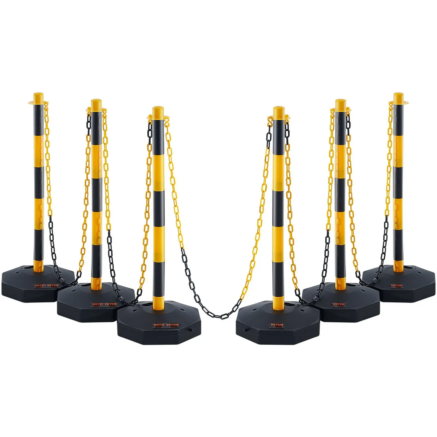 VEVOR Adjustable Traffic Delineator Post Cones, 6 Pack, Traffic Safety Delineator Barrier 8FT Chain-$50