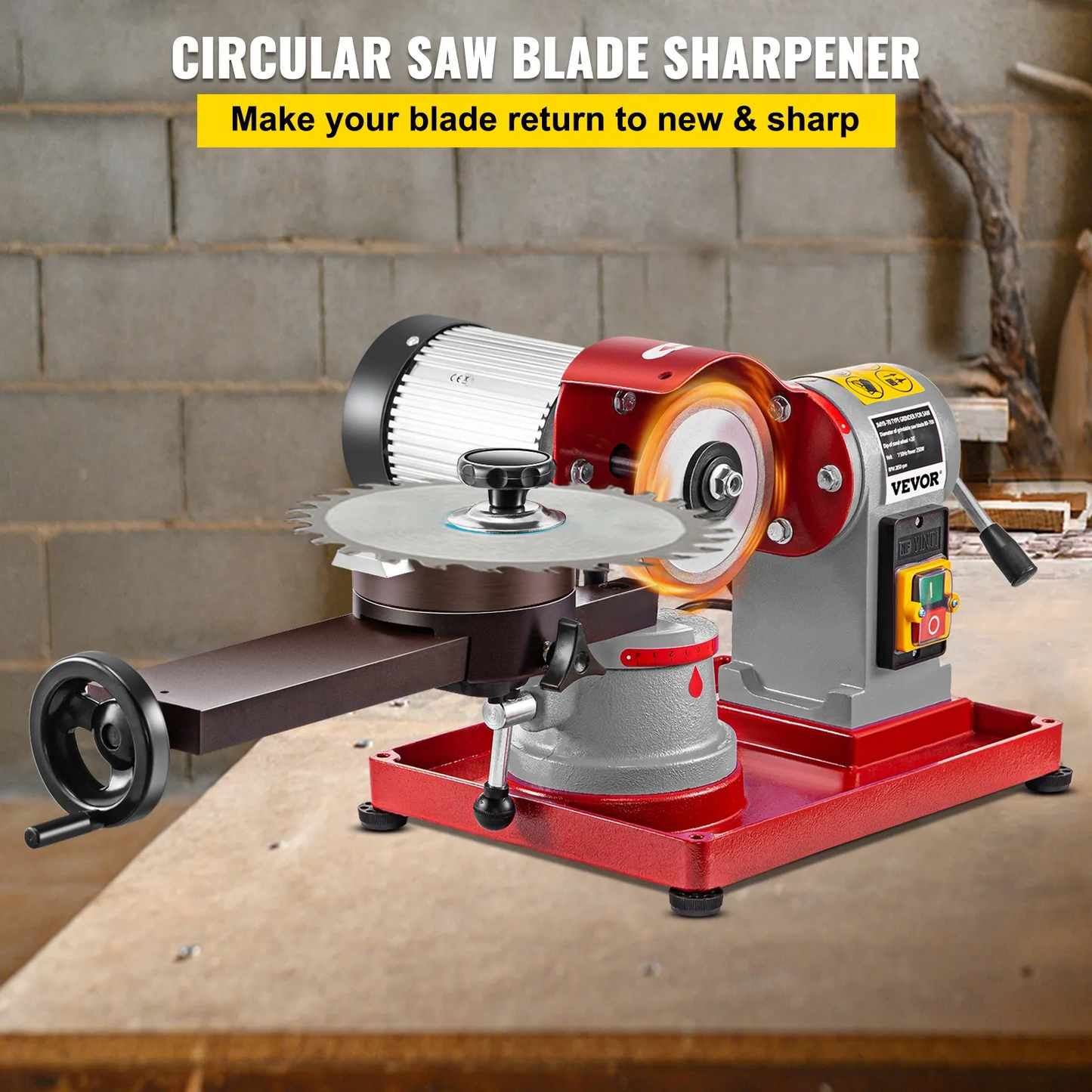 VEVOR Circular Saw Blade Sharpener 5\" Grinding Wheel Size, Rotary Angle Mill Grinding Machine 370W-$155