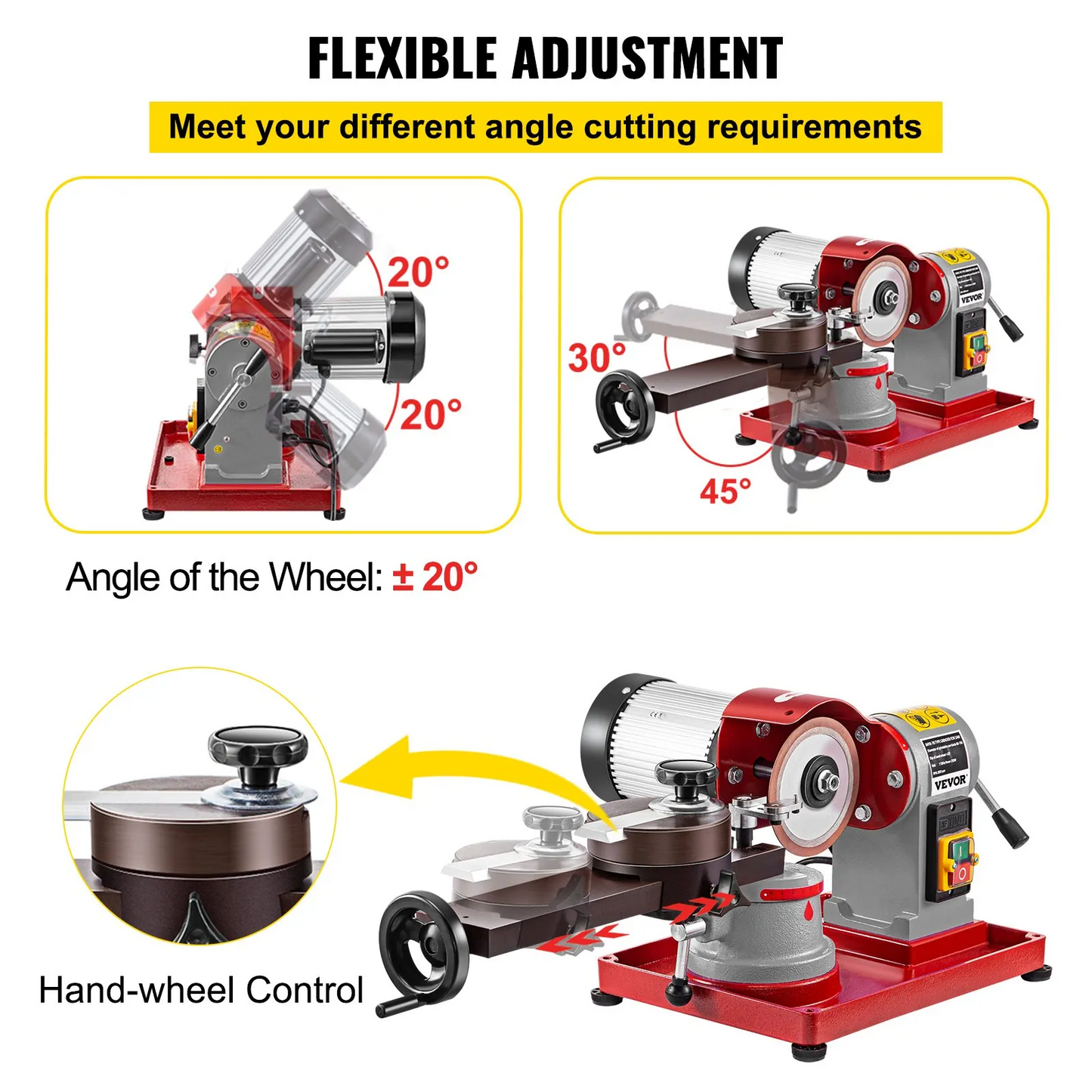 VEVOR Circular Saw Blade Sharpener 5\" Grinding Wheel Size, Rotary Angle Mill Grinding Machine 370W-$155