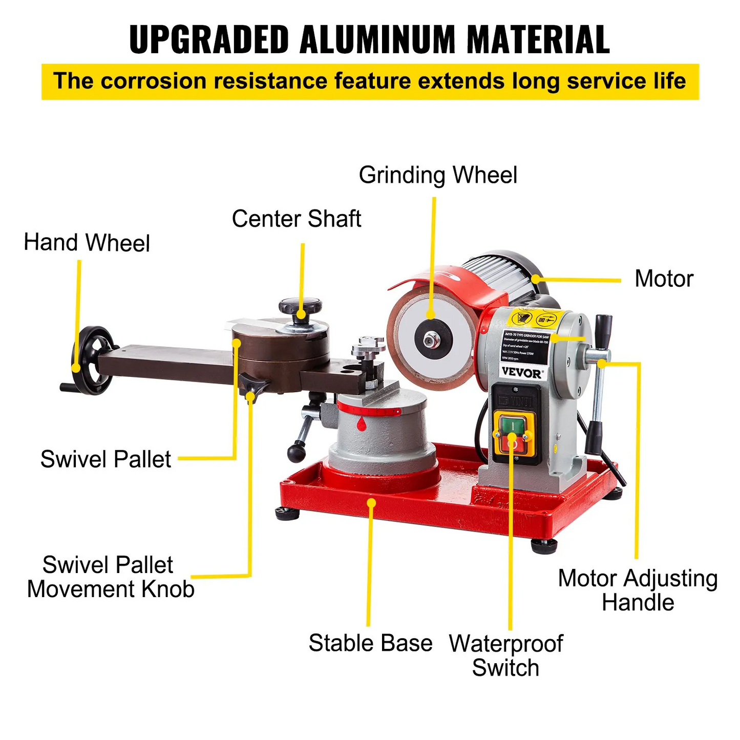 VEVOR Circular Saw Blade Sharpener 5\" Grinding Wheel Size, Rotary Angle Mill Grinding Machine 370W-$155