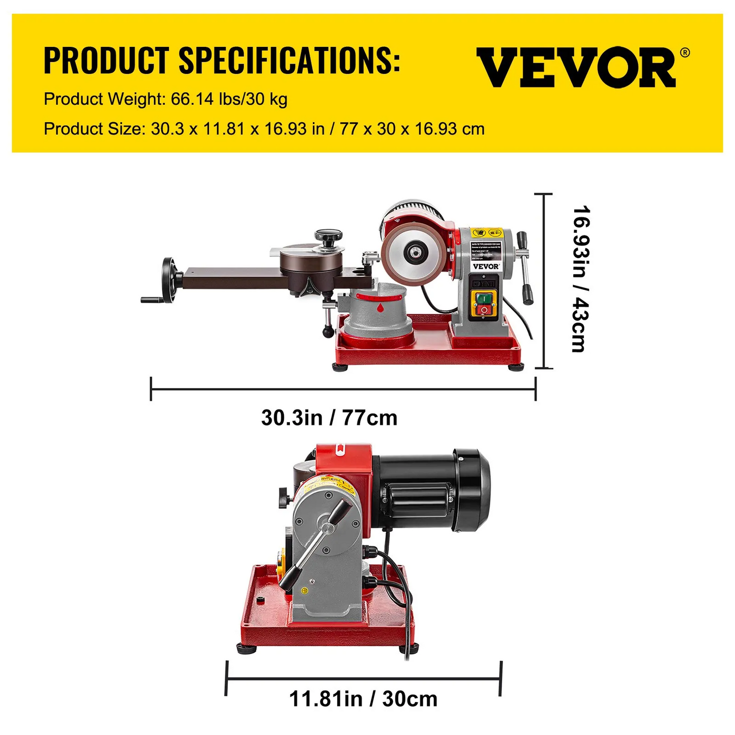 VEVOR Circular Saw Blade Sharpener 5\" Grinding Wheel Size, Rotary Angle Mill Grinding Machine 370W-$155